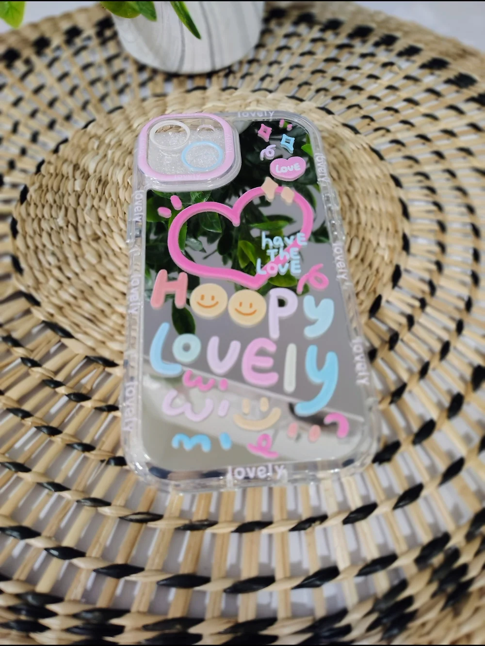Lovely Happy Love Transparent Pink Accent IPhone 14 Case